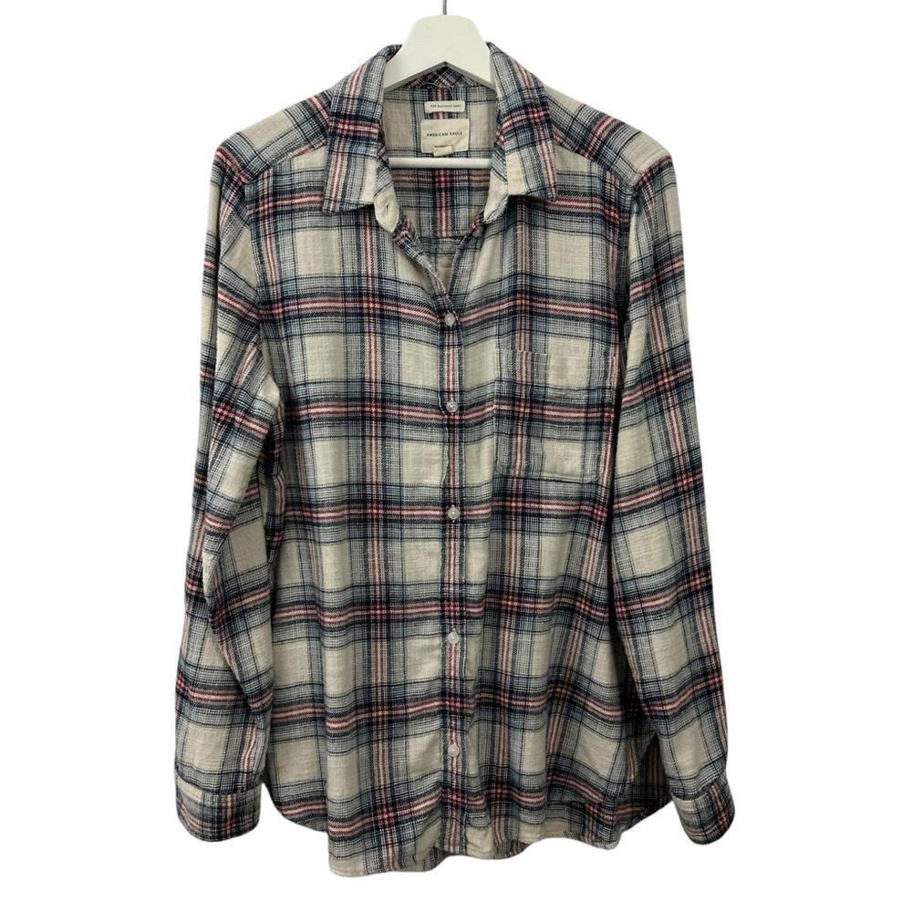 SOLD. American Eagle Women’s Ahh-amazingly Plaid Button Down Shirt Size XL